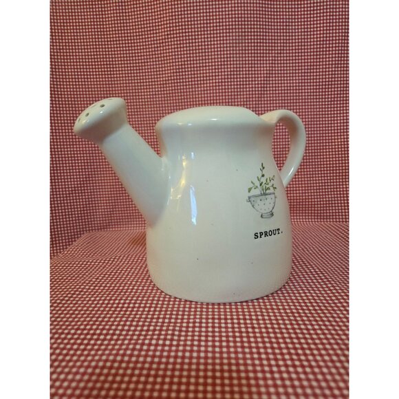 Rae Dunn Artisan Collection White Ceramic Mini Watering Can "Sprout" - Picture 2 of 5